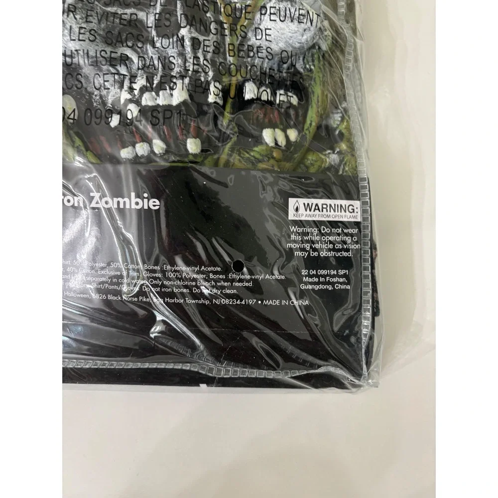 Spirit Halloween Skeleton Zombie Costume Child Small 4-6 Mask Gloves Shirt Pants